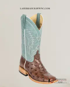 MACIE BEAN KANGO TOBAC FQ OSTRICH 12” VAIL SKY BLUE SQUARE TOE M2032