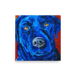 Blue Lab Dog Palette Knife Artwork Poster Print Fine Art Wall Decor Matte Museum-Quality Aesthetic Unique Gift Idea