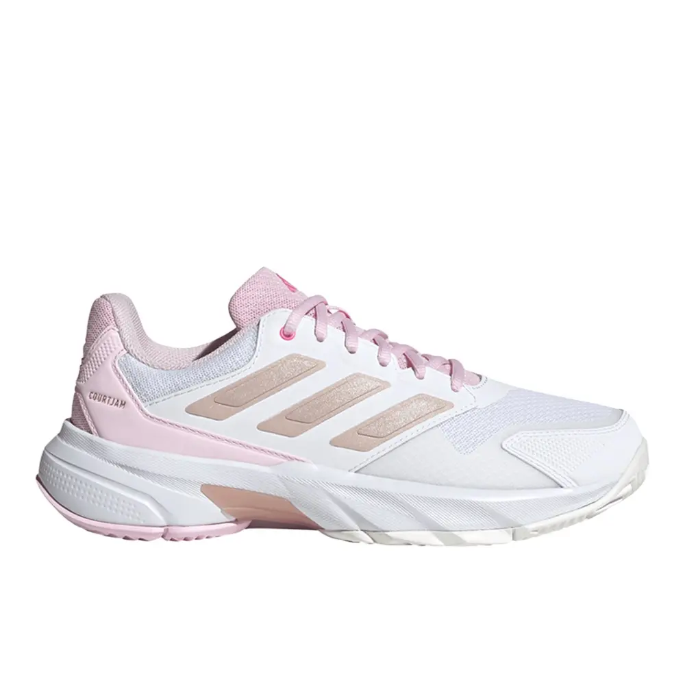 adidas Womens Courtjam Control 3 Tennis Sneakers Shoes - Pink, White