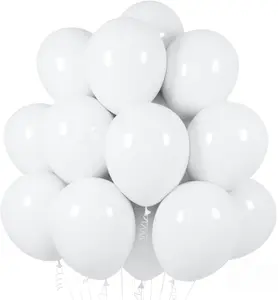White Balloons 100 Pack 12 Inch White Latex Party Balloons with 2 Rolls of Ribbon Helium Balloons for Wedding Birthday Party Baby Shower Engagement Anniversary Decorations