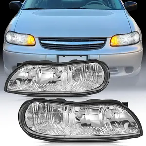 Nilight 1997 1998 1999 2000 2001 2002 2003 Chevy Malibu 2004 2005 Chevy Classic 1997 1998 1999 Oldsmobile Cutlass Headlight Assembly Chrome Case Reflector Clear Lens
