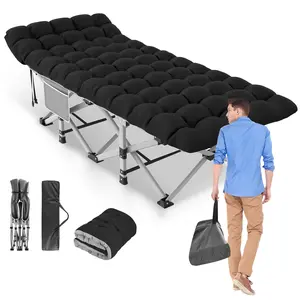Slendor Folding Camping Cot for Adult, 28in Portable Cot with Mattress, Outdoor Heavy Duty Cot  for Camp with Carry Bag Camping Bed Travel Accessories