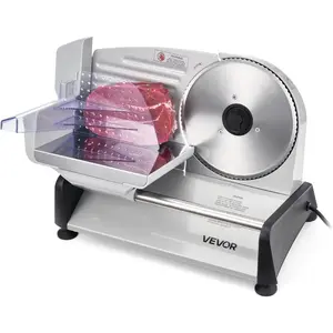 VEVOR Meat Slicer, 6.7 inch 150W Electric Deli Slicer Machine with 2 SUS420 Blades, 0 - 0.6 inch Adjustable Thickness, ETL Certified Home Food - Slicer for Meat, Ham, Baguett, Steak