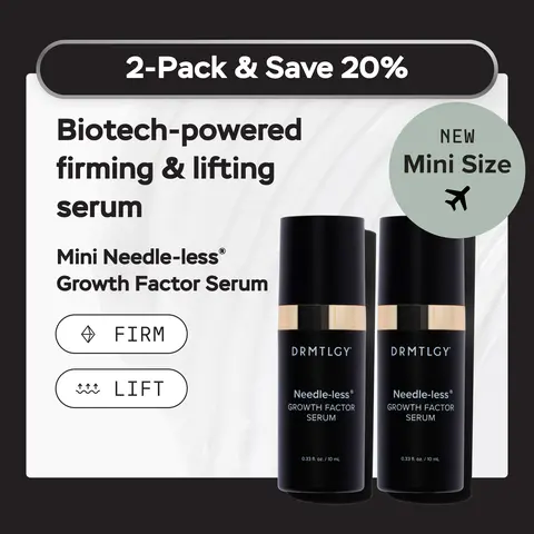 DRMTLGY Travel Size Needle-less Growth Factor Serum, 0.33 fl oz (2-pack) Biotech-Powered Serum Lifts and Firms Skin with Peptides, Ceramides, and Hyaluronic Acid