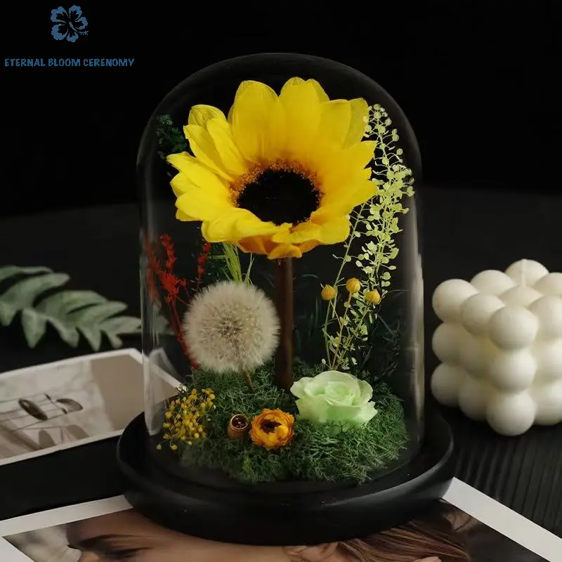 Handcrafted Preserved Sunflower Gift Box - Everlasting Decorative Flowers, Home Decor Ornaments, Graduation Keepsake Gift