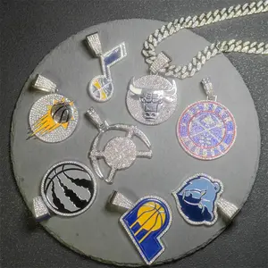 Fashion Cuban Chain Hip-Hop Style Rhinestones Men's Personalized Necklace,  Basketball Graphic Pendant, Unisex Gift for Boyfriend Woman, A necklace suitable for wearing while watching a game to enhance the atmosphere