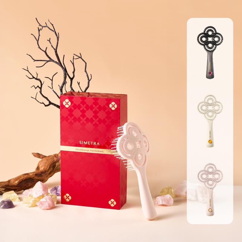 Simetra LuckyComb & Premium boar bristles specially designed effortlessly styling with a 10° angle that hugs the scalp. Made from HIPS high-impact polycarbonate material with natural crystal accents. Valentine's Day gifts