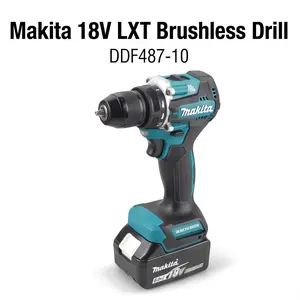 Makita DDF487-10 18V Brushless Driver Drill, Dual Speed Range, Multi-size Drilling Capacity. Lightweight Durable Tool With After-glow LED, Built For Industrial Use, Field Work And Various Professional Drilling Projects