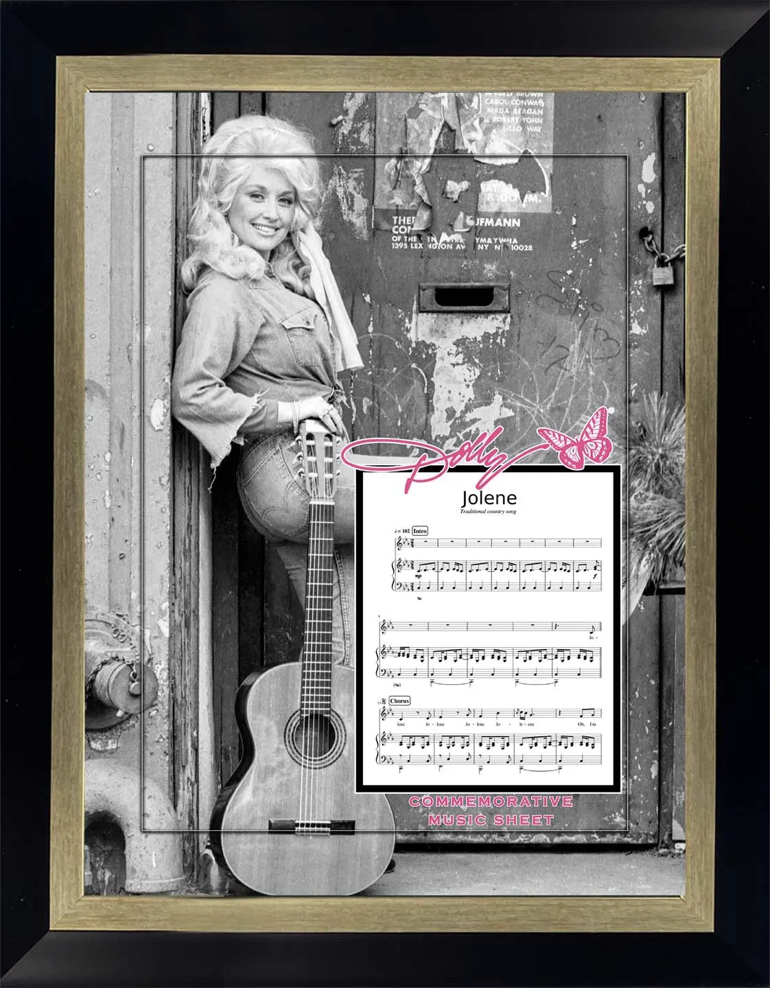Dolly Parton Framed Photo – Replica Commemorative Sheet Music & Deluxe 3D Frame, 25x25