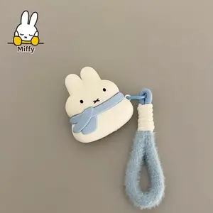 Kawaii Miffy Rabbit Earphone Case Cute Cartoon Scarf Miffy Rabbit Airpods4 Protective Case 1/2 Generation Soft Shell Pro3