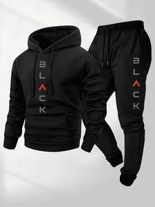 Men's autumn and winter set, including hooded sweatshirt, fashionable jacket, trendy American street style printed top and pants two-piece set
