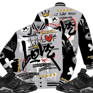 Cap And Gown 6s Outfit Varsity Jacket, Happy Love Beats Graffiti Outfits Streetwear Unisex Sneaker Matching Shirts