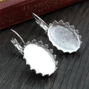 No Fade 13x18mm 18x25mm 10pcs/Lot  Stainless Steel Oval French Lever Back Earrings Base,Fit 13*18/18*25mm Oval Glass Cabochon