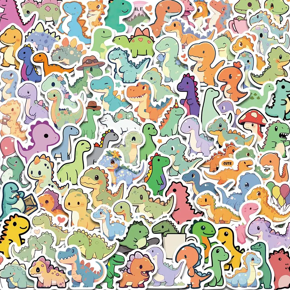 Dinosaur Pattern Sticker, 100pcs Cute Cartoon Animal Sticker, Decorative Sticker, Decoration Sticker, Graphic Decal, Adhesive Decals for DIY Scrapbooking, Scrapbook Accessories, Journaling, Gift Wrapping, Adhesive Stickers, Funny Stickers