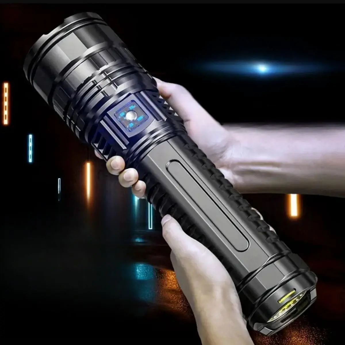 2-in-1 High Performance Super Bright Luminous Flashlight - Rechargeable 1200 Lumens Power Bank with Digital Display, Zoomable, Adjustable Brightness, Waterproof, Durable, Handheld USB Mobile Light for Camping, Car Accessories, Outdoor Emergency