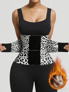 1 Count Women's Waist Trimmer Leopard Print Tummy Control Corset with Adjustable Velcro, Fajas, Compression, Sports Waist Trainer Belt, Waist Trainer, High Waist Shapewear Sweat Belt, Comforty Waist Cincher, Suitable For Daily,Gym,Yoga