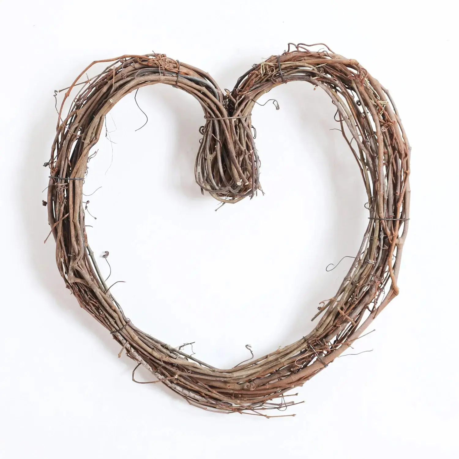 16" Handmade Durable Organic Natural Grapevine Heart Wreath Base - Handmade Craft Festive Wreaths, Garlands & Swags, Traditional Rustic Farmhouse Indoors Home Decor, Valentine's Day Supplies
