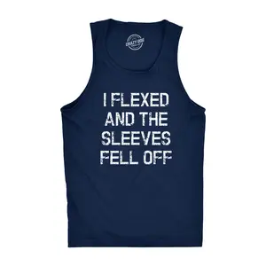 Mens I Flexed and The Sleeves Fell Off Tank Top Funny Sleeveless Gym Workout Shirt Funny Workout Shirt for Men with Plus Sizes Funny Fitness Sleeveless Tee Novelty Tank Tops for Guys