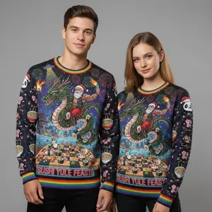 Santa auf Drachen, Sushi-Schachbrett Fun Shirt Ugly Sweater