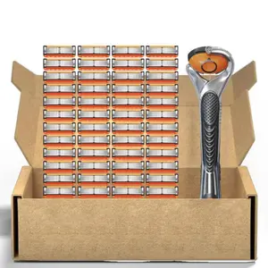 48-Piece Men's Razor Blade Replacement Set with Free Handle - Ultra Sharp Stainless Steel Blades for Smooth Shaving, Long Handle Double Edge Razor Blades, Travel Carry Handling Manual Shaver(48pcs)