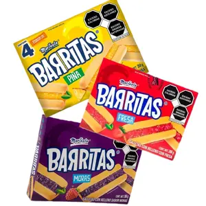 Barritas Marinela - 4 Pack of Pina, Fresa & Moras - Ideal for Snacking on the Go