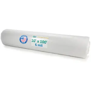 IDL Packaging Clear 6 mil Greenhouse Plastic Sheeting, 10' X 100' (1000 sq. ft.) LDPE Film Roll - Heavy-Duty Thick Polyethylene for Farm, Garden, Backyard, Agricultural, Plant Winter Covering