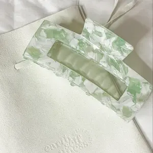 Date Night Mint Rectangular Biodegradable Claw Clip