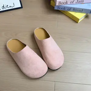 Lazy shoes French retro outer wear Boken shoes slippers one pedal versatile casual half drag early spring new bag head drag