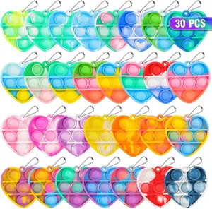 Pop Fidget Toys Bulk Its Valentines Day Gifts for Kids Classroom 30 Pack Valentine Party Favors for Kids Mini Pop Heart Keychain It Fidgets for Classroom Prizes Exchange Birthday Goodie Bag Stuffers