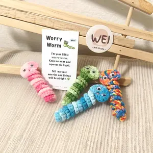 Crochet Worry Worm, Anxiety Reliever, Stress Toy, Fidget Toy, ADHD Toy, Emotional Support/Mental Health Gift, Cheer Up Gift