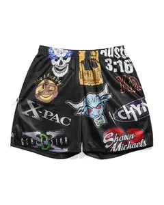 WWE Legends Mesh Shorts Stone Cold 3:16 Rock Bull DX Shawn Michaels X-Pac Chyna Collage Unisex Baggy Streetwear Gym Casual All Season