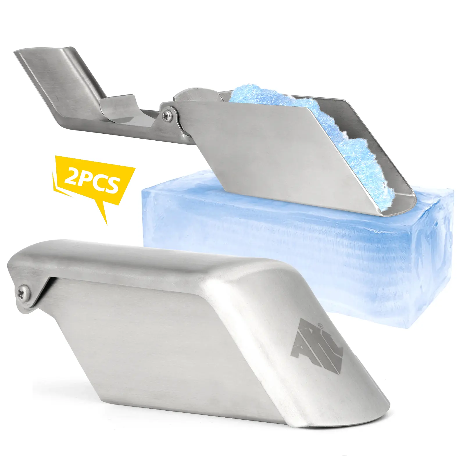 2 PCS Hand Ice Shaver with Adjustable Blade Easy to Use in Outdoor, Stainless Steel Ice Machine, Ice Shavers for Snow Cones and juice, Mexican Ice Maker Without electric