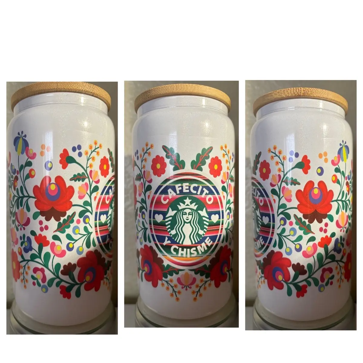 Cafecito and Chisme Glass Cup Cafecito and Chisme Glass Cup