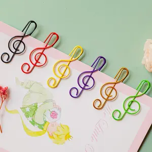 Musical Note Shaped Paper Clip, 50pcs Random Color Metal Paper File Clip, Office Stationery for Home School Outdoor Travel
