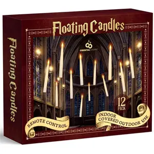 Halloween Decorations - Floating LED Candles with Remote Control -12Pcs Magic Witch Wizard Christmas Decor for Indoor Home Room Classroom Bedroom Birthday Party (with Common Remote)