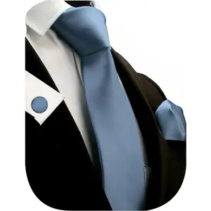 3.15"(8cm) Solid Color Necktie and Pocket Square Cufflinks Sets For Men + Gift Box