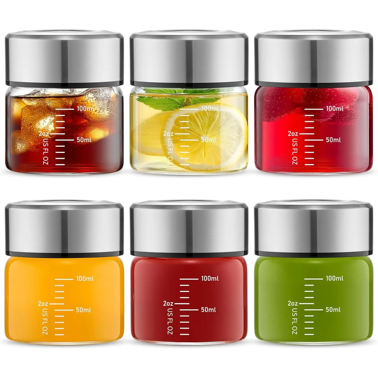3oz Glass Juice Bottles with  - Leakproof Small Glass Bottles for Juicing, Ginger & Turmeric Shots, Portion Control,  Drinks  The Go 6 Pack