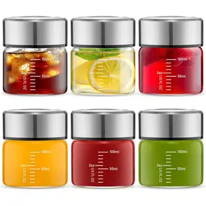 3oz Glass Juice Bottles with  - Leakproof Small Glass Bottles for Juicing, Ginger & Turmeric Shots, Portion Control,  Drinks  The Go 6 Pack