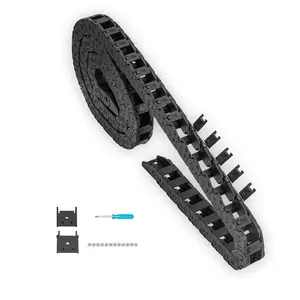 39.3 inch Carrier Drag Chain  Wire R18 10x11mm (Inn H x W) Plastic Black Open Type for CNC Router Mill and 3D Printer,Wire Carrier  with 1 Pair Connectors,1pc ,12 Screws
