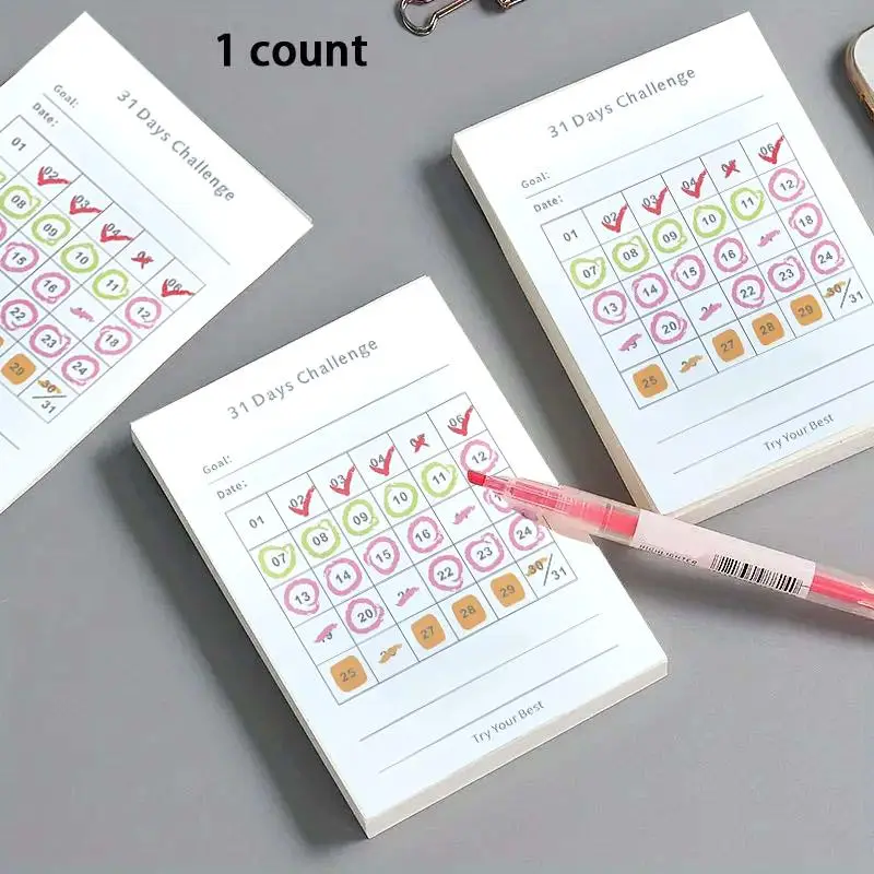 30 Day Self Discipline Planner Sticky Note, 1 Count Portable Mini Pocket Planner Notebook, To Do List Notebook, Office Stationery & Supplies, School S