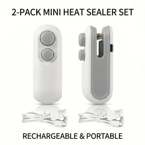 2 mini sealing machines, 2-in-1 sealing machine and tool magnet rechargeable sealing machine, portable handheld hot vacuum sealing machine, plastic bag small bag resealing machine, food storage brittle bag (white)