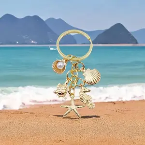 1pc Ocean Style Seahorse Turtle Starfish Shell Charm Keychain, Marine Animal Pendant Friendship Ornament Gift. Bag Pendant for Men and Women