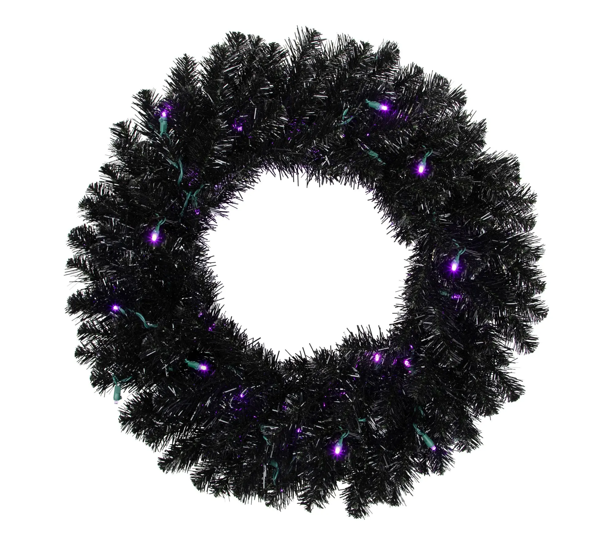 Northlight Black Crystal Pine Halloween Wreath 24" LED