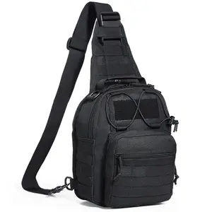 Tactical Sling Bag, 10L Military Rover Shoulder Sling Backpack with Molle Design and Multi-pocket, 600D Tactical Shoulder Bag Ideal for Caping, Hiking and Every Day Carry, Black
