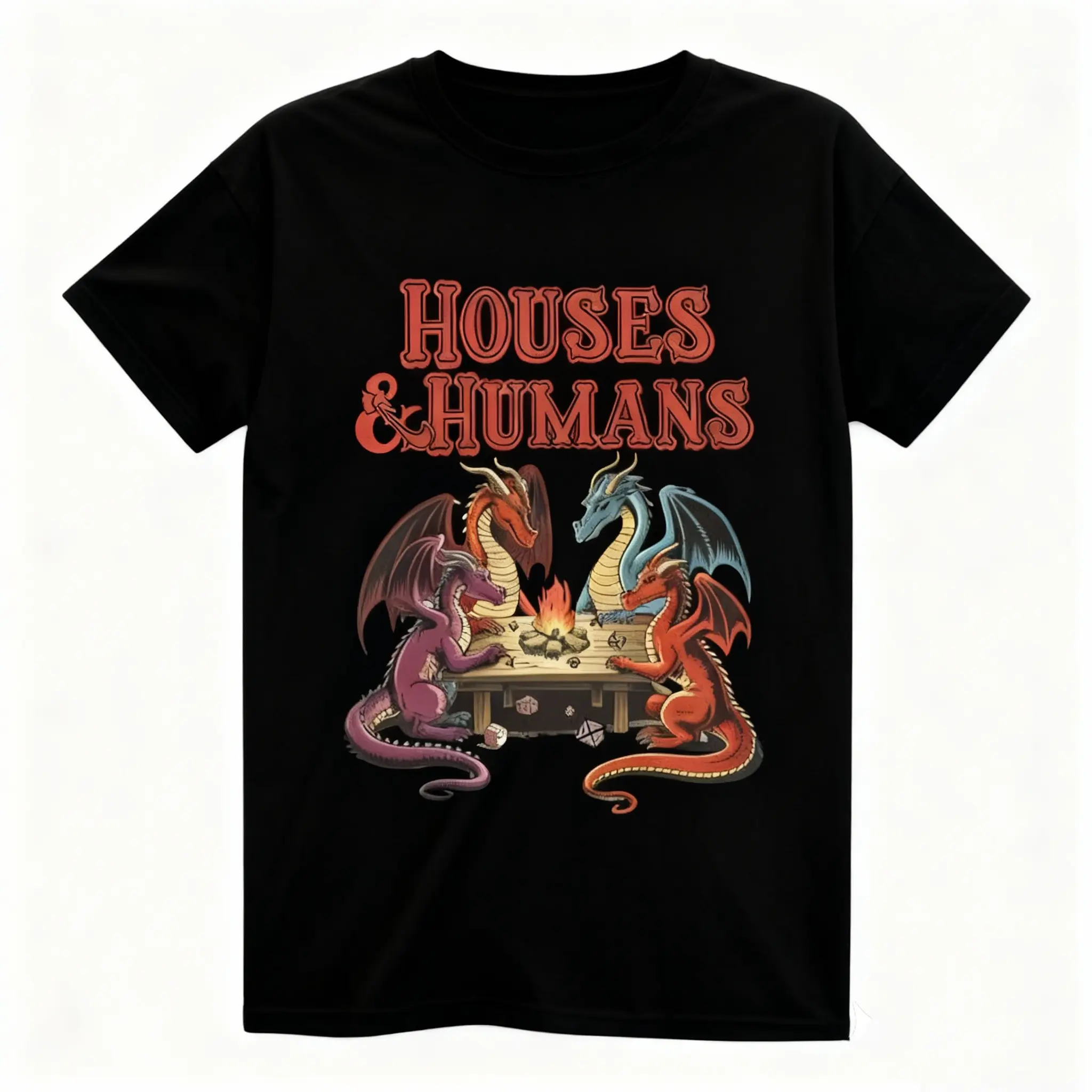 Women's Cotton Plus Size Oversize T-Shirt with Comfort Colors Houses and Humans RPG, DnD Class Shirt, D&D Clothing, D and D Character Class T Shirt, Crew Neck Casual Short Sleeve Daily Wear Machine Washable Size L-3XL 4XL 5XL Fabric Tshirt