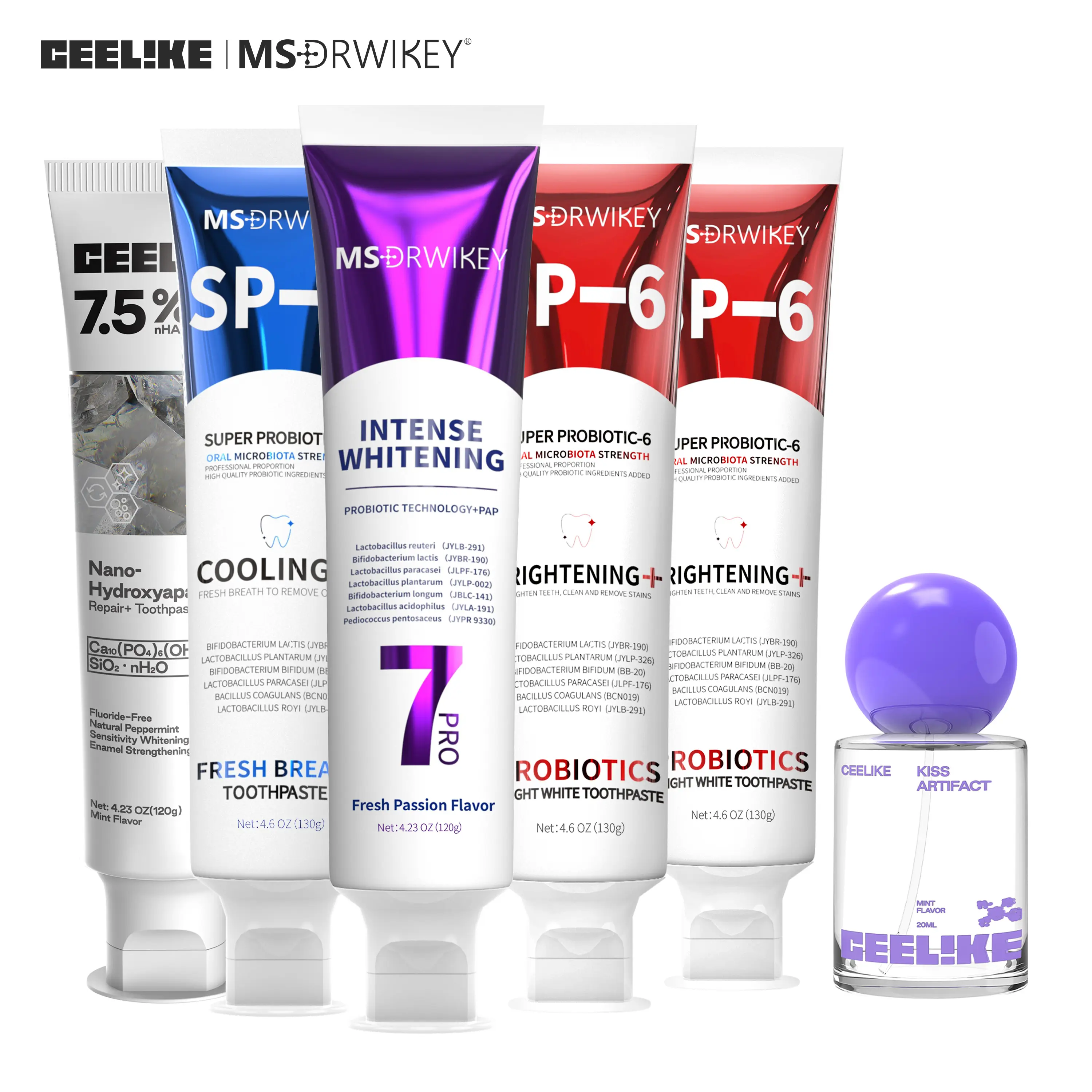 MSDRWIKEY SP-6 Oral Care Set - 5-Pack |  Nano Hydroxyapatite Formula with Advanced Oral Spray for Fresh Breath