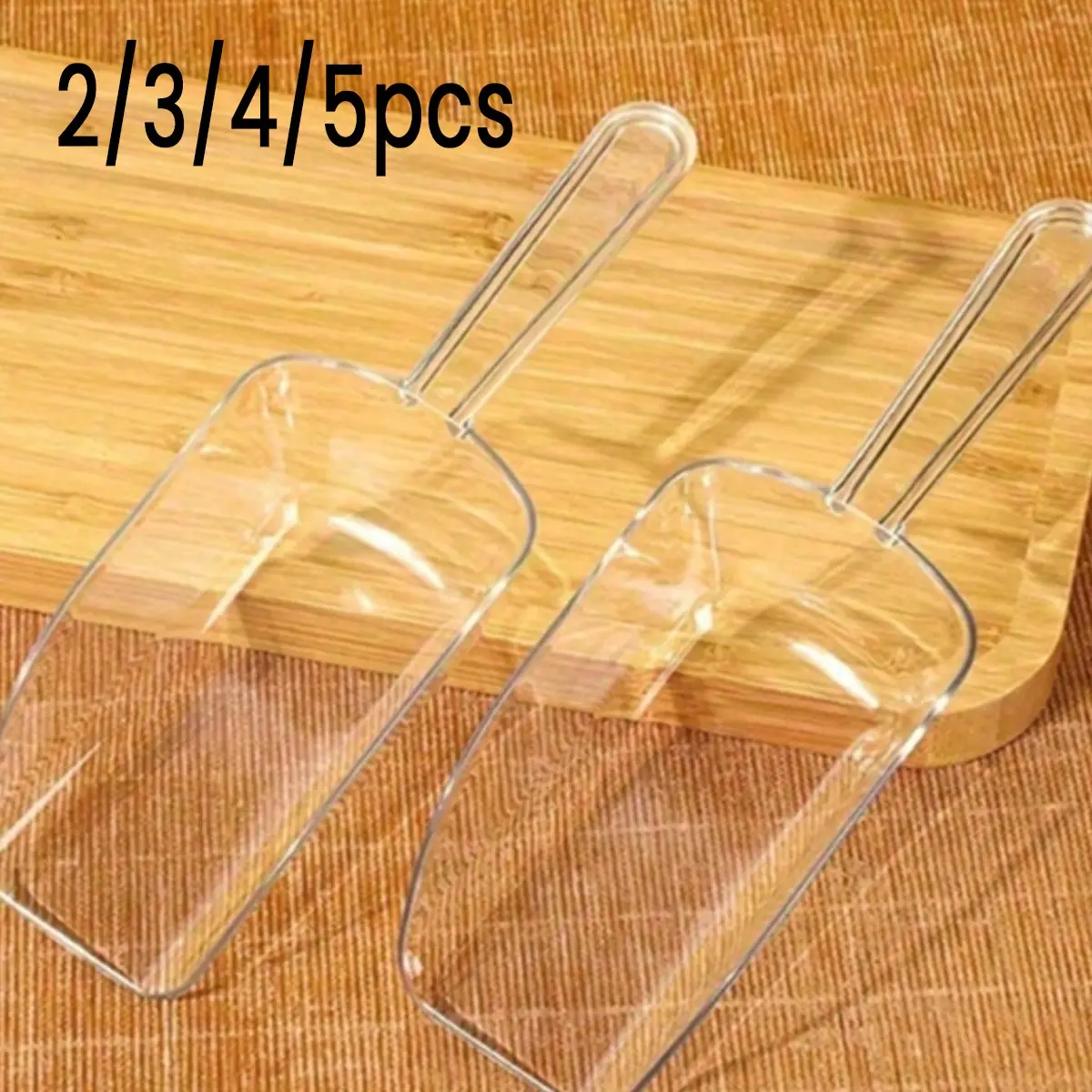 Large Transparent Plastic Ice Scoop Set, Multi-Functional Kitchen Spoon, Bathroom Ice Scoop, Food Candy Spoon, Frosted Ice Scraper