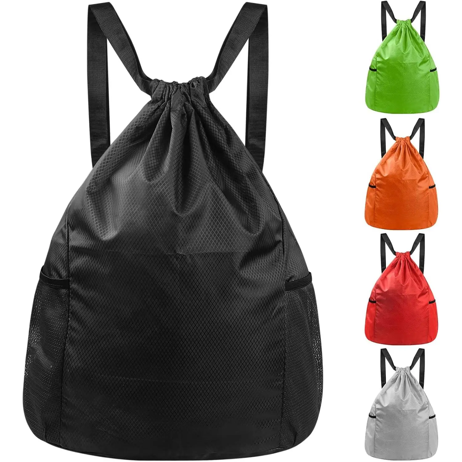 Unisex Adult Football Drawstring Bag - High-Density Oxford Cloth, Lightweight, Breathable, Waterproof, Tear-Resistant Sports Tote for Football, Running, All Seasons (Black)