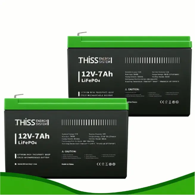 2 Packs 12V 7Ah LiFePO4 (Lithium Iron Phosphate) Deep Cycle Lithium Battery Packs with Built-in BMS, 5000+ Cycles Secondary Rechargeable ABS Cells, 3A/5A Standard/Max Charge for Solar Home Storage, Small UPS