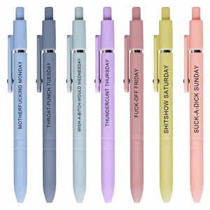 Sarcastic Daily Quote Pens (Set of 7) | Smooth Rainbow Gel Ink, Quick-Drying Novelty Pens for Office Decor & Gifts